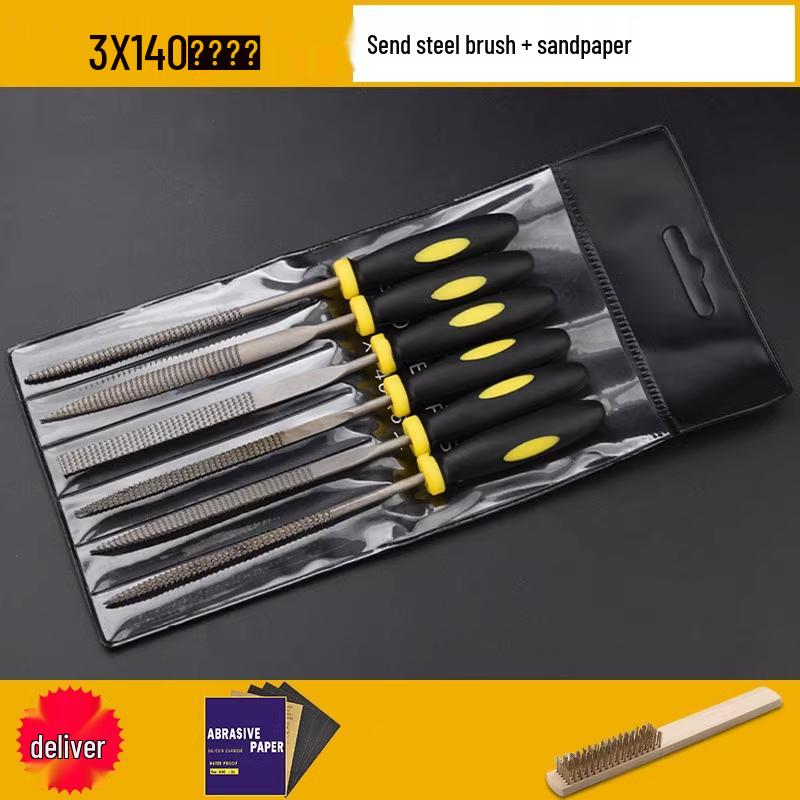 Multifunctional Steel File Set: Triangular, Half-Round, Round, Flat, Board, and Rasp Files