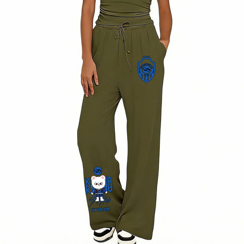 Pantalon de survêtement large unisexe, imprimé Stray Kids, cordon de serrage, pantalon de sport décontracté polyvalent