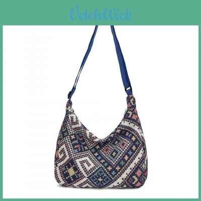 Ethnic Style Women's Small Bag 2024 Summer New Casual Bag Hand-held Lady Single Shoulder Underarm Lady Small Square Bag Black Deep Blue Floral Purple