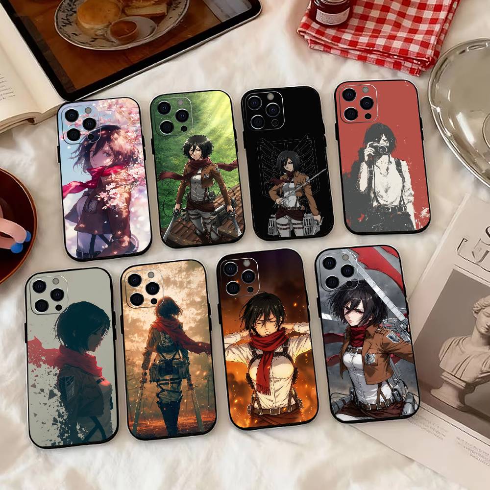 Hot Anime A-Attack On-n Titan Mikasa Phone Case For iPhone 17, 16,15,14,13,12,11 Plus,Pro Max, Others Soft Black Cover