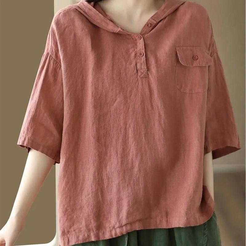 Dámské tričko Letní Velká velikost Bavlněné tričko Měkké Volné S kapucí Ležérní Pohodlné Pulovr Tričko Top