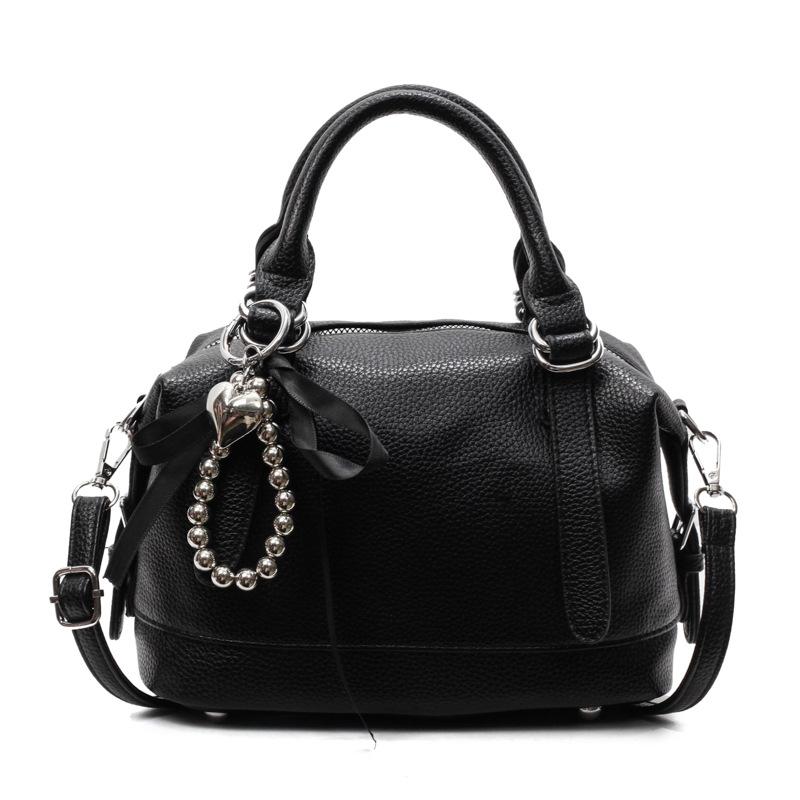 This year's popular Korean summer small fresh portable Boston bag casual versatile lychee pattern texture messenger women's bag