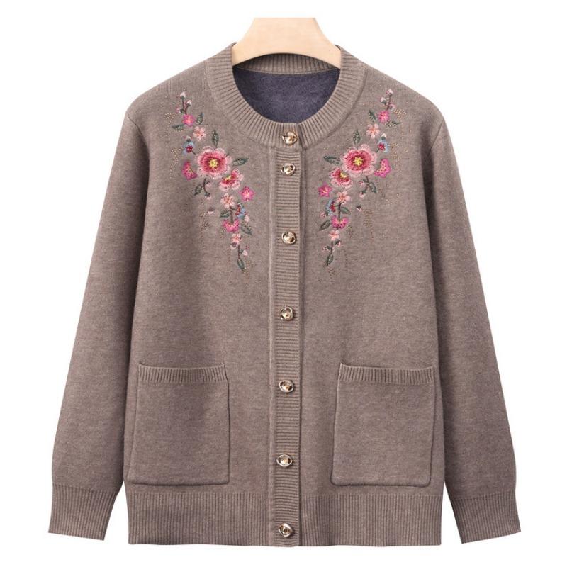 Grandma winter clothes new bottoming shirt women middle-aged and elderly knitted sweater temperament mother cardigan top old lady clothes