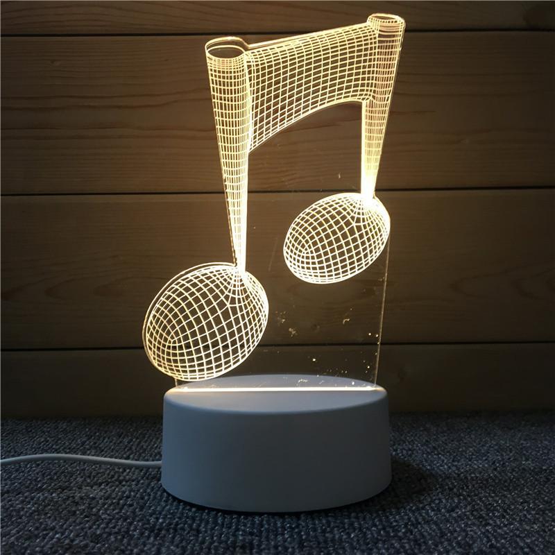 Guitar Yoga Music 3d Night Light Creative Desk Lamp Acrylic Shade European Style Usb Power