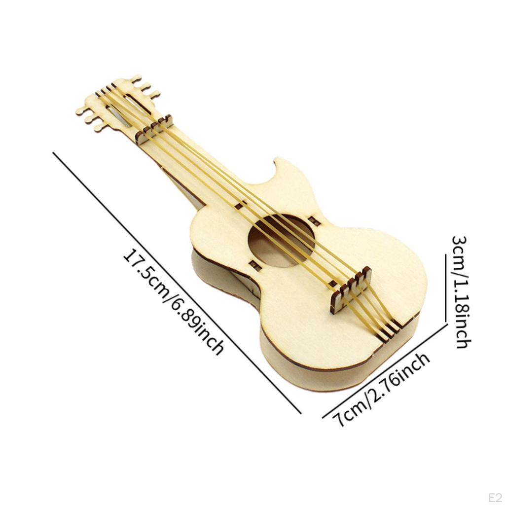 Wood Kit Science Toys Handmade Funny Miniature Guitar Model Set for Students Secondary Children