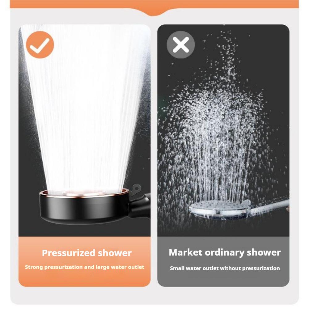1PC Ring Highpressure Shower Head 3 Modes Large Flow Massage Water Saving ABS Handheld Showerheads with OneKey Stop Water