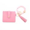 Leopard Print Silicone Bead Bracelet Wallet with PU Leather Tassel Keychain