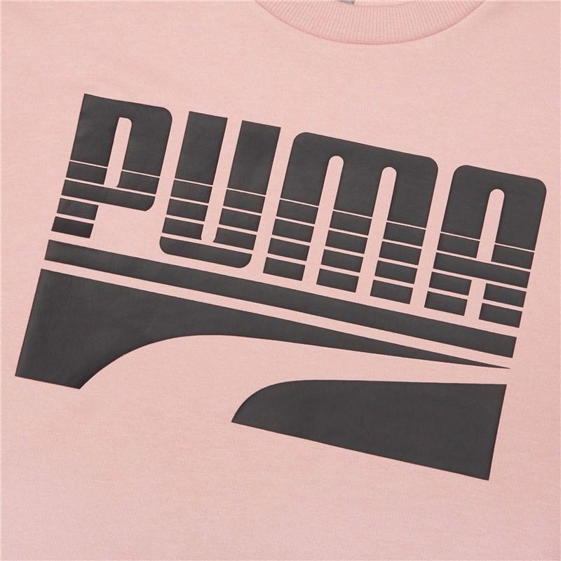 Puma Alphabet Print Loose Crew Neck Sweatshirt Men Tops Bridal-Pink 580905-14