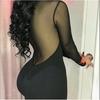 Women's Geometric Collar Long Sleeve Semi-Transparent Mini Dress