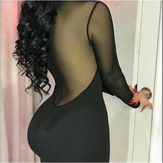 Women's Geometric Collar Long Sleeve Semi-Transparent Mini Dress