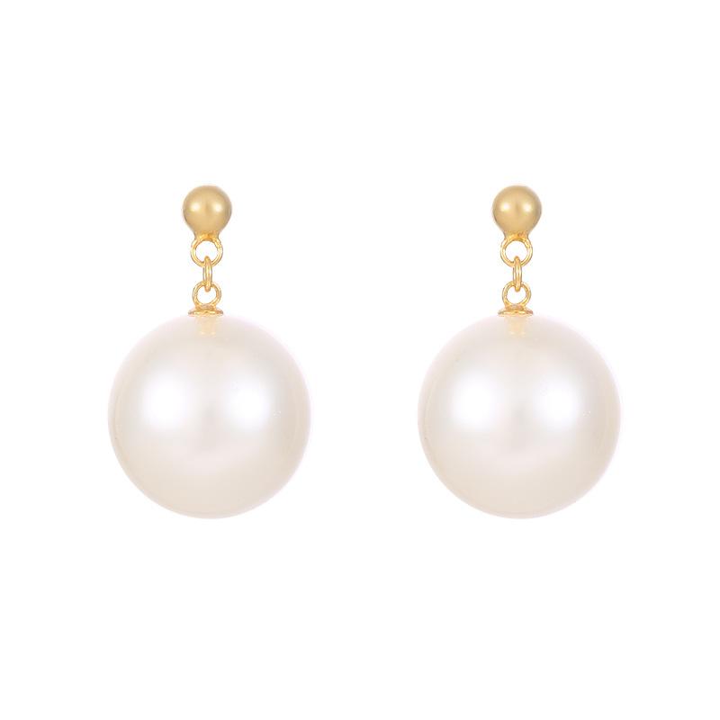 Real 925 Sterling Silver Fashion Classic Pearl Round Stud Earrings for Women Gift Birthday Present Jewelry