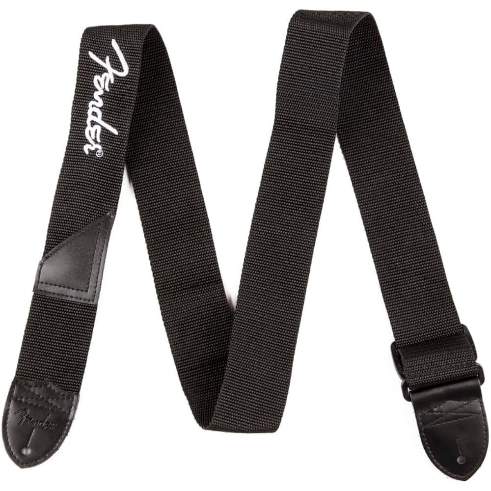 [Fender] Strap 2  Black Poly Strap w/ White Logo