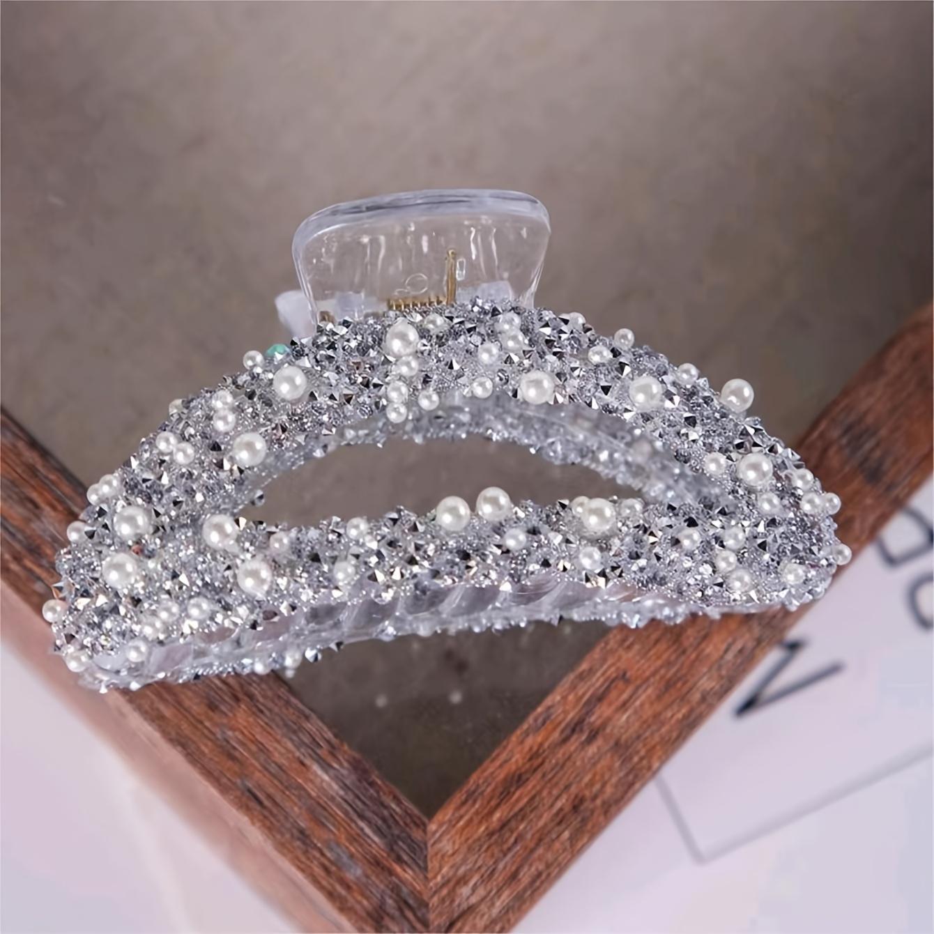 

Elegant Women s Crescent Moon Hair Claw Clip Multi Color with Sparkling Rhinestones &, Fashionable Acrylic Accessory for Daily Wear, Stylish Hair Sty прозрачный