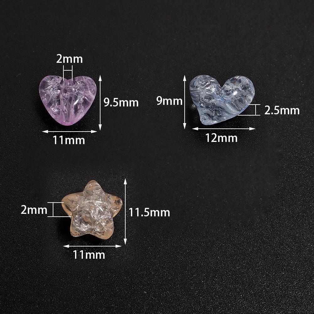 50pcs Acrylic Crackle Beads Colorful Heart Star Loose Spacer Beads For Jewelry Making DIY Bracelet Necklace Keychain Accessories