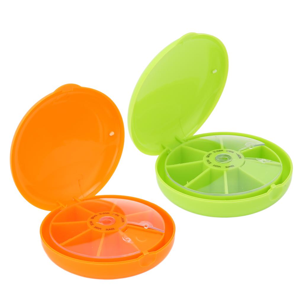 Seven Grids Rotating Pills Box Round 7 Compartments Pills Organizer for Home Travel