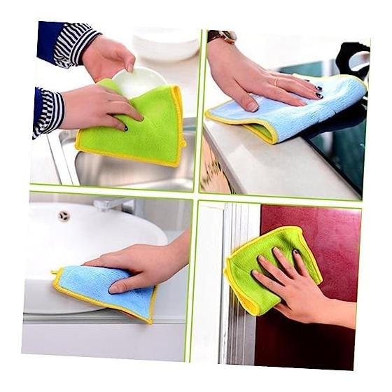 UKCOCO 5 Pack Microfiber Kitchen Towels, Highly Absorbent, Double-Sided Cleaning Cloths, Soft, Scratch-Resistant, Multi-Purpose for Kitchen,