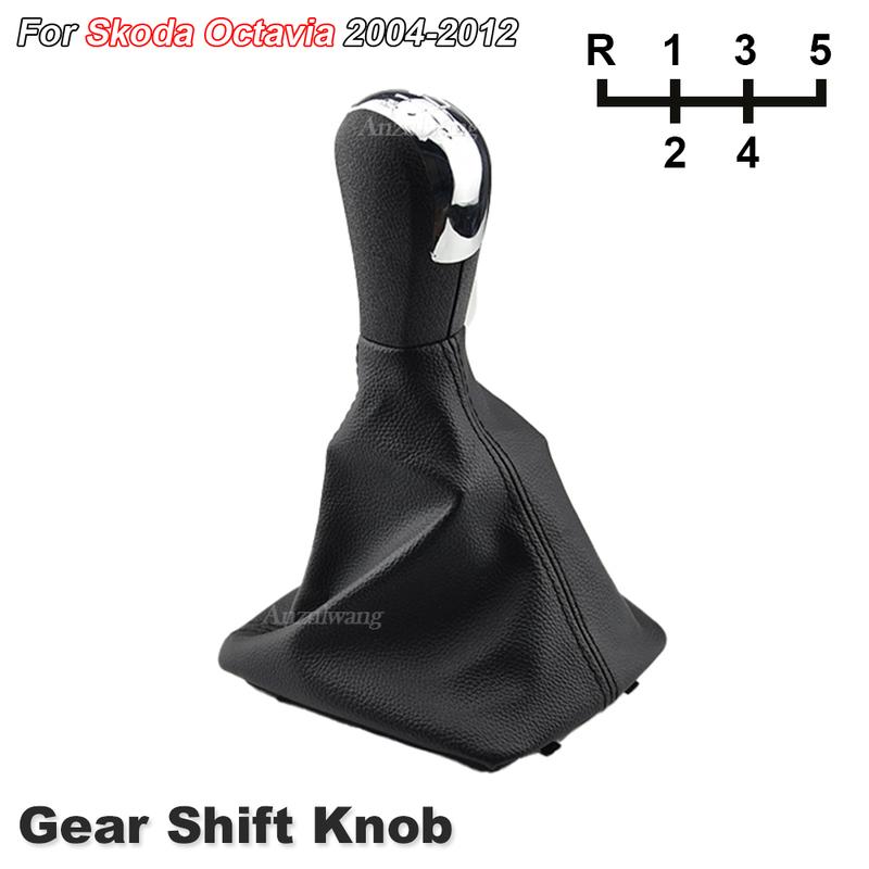 Auto 5-Gang Schalthebelknauf Für Skoda Octavia 2004 2005 2006 2007 2008 2009 2010 2011 2012 Auto Schalthebelmanschetten Lederstiefel