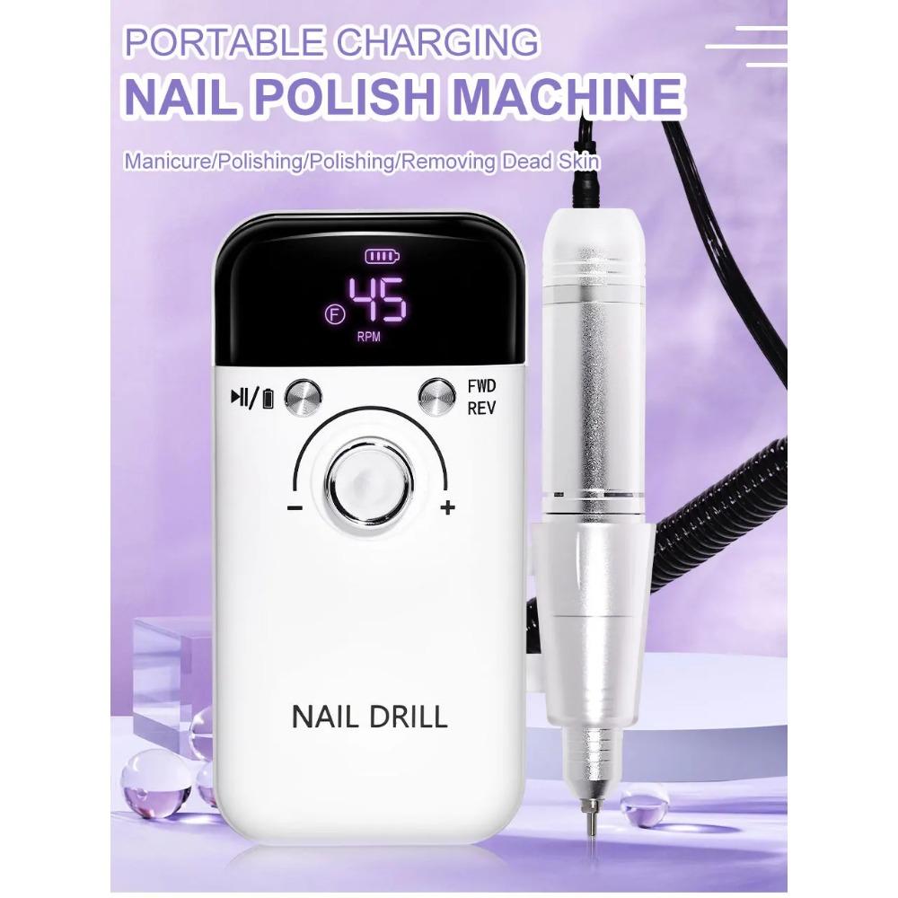 45000RPM Electric Nail Drill Machine Professional Nail Drills for Gel Nails Polish Rechargeable Portable Nail File Manicure Tool