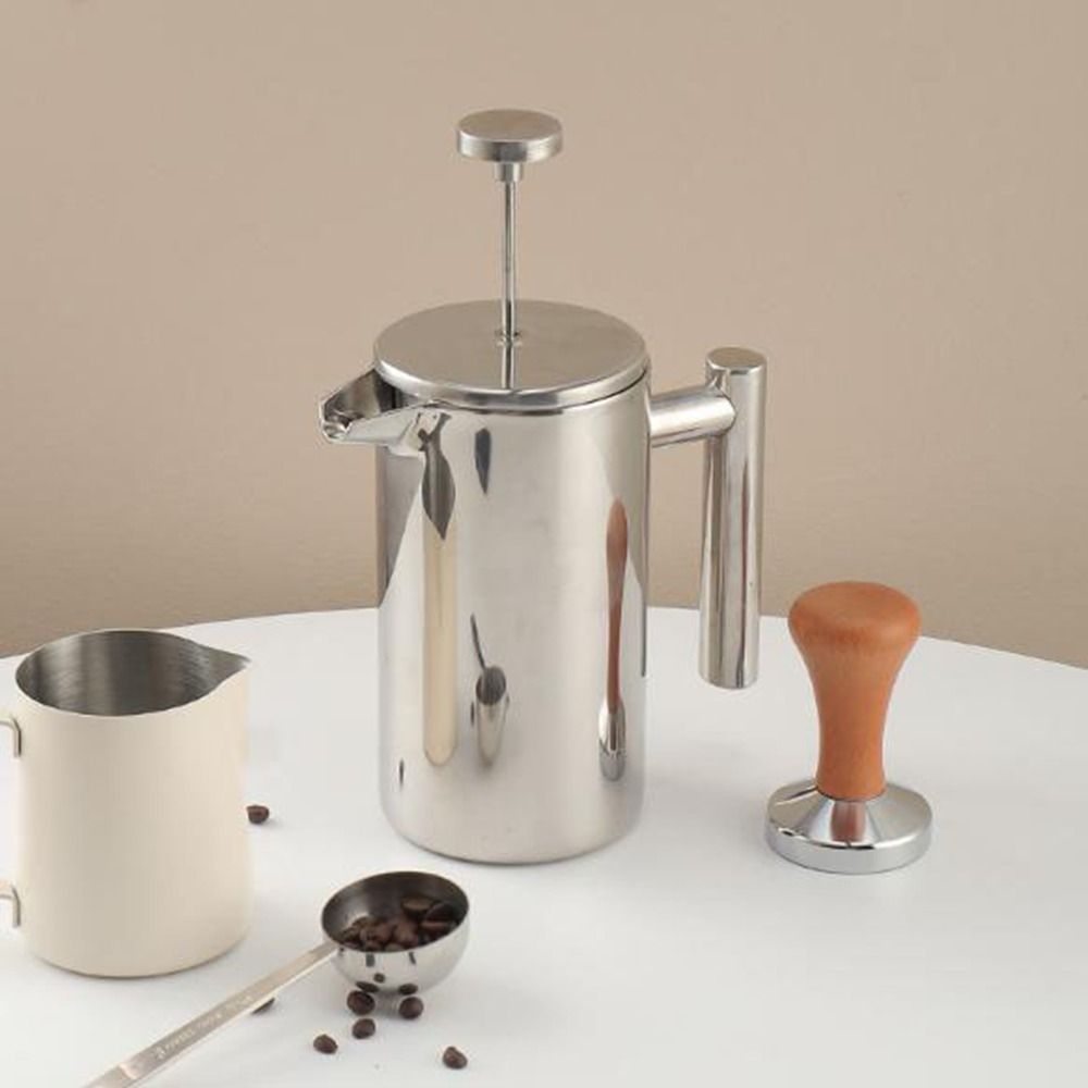 350ml French Press Coffee Maker Double Walled Insulated Coffee Press Filter Pot with Filter Stainless Steel Brewing Teapot