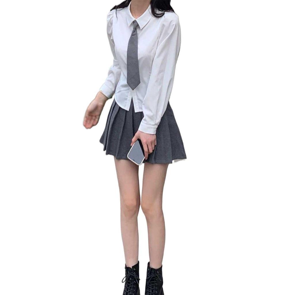 Sweet & Spicy Academy Style Slim-Fit Long Sleeve White Shirt for Women
