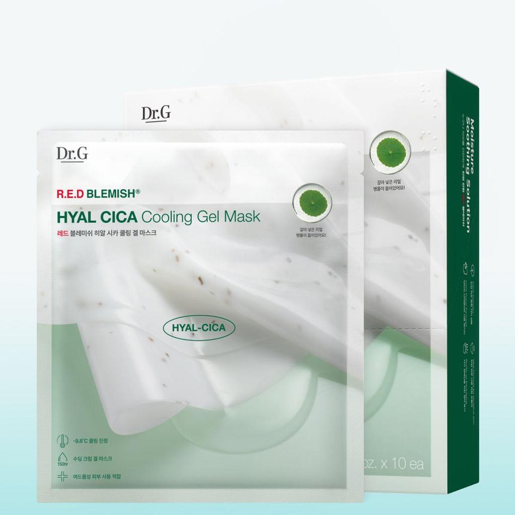 Dr.G R.E.D Blemish Hyal Cica Cooling Gel Mask 27g × 10 Sheets – Deep Cooling & Soothing Hydrogel Mask for Sensitive, Heated Skin