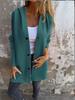 2025 Women's Solid Color Hooded Casual Jacket with Single-Breasted Design