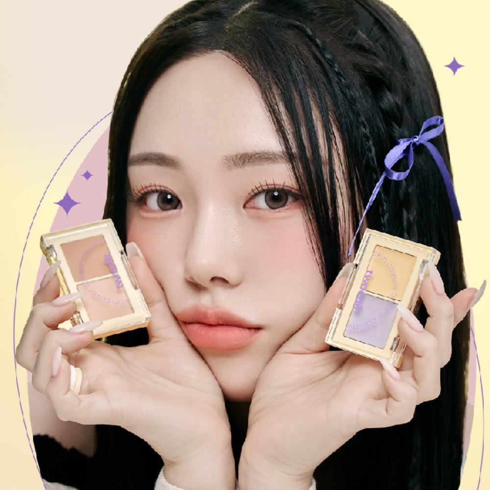 [Twoedit by LUNA] [Daiso] Skin Cover Concealer Palette 2 Colors / Tone Cover, Tone Correcting Light
