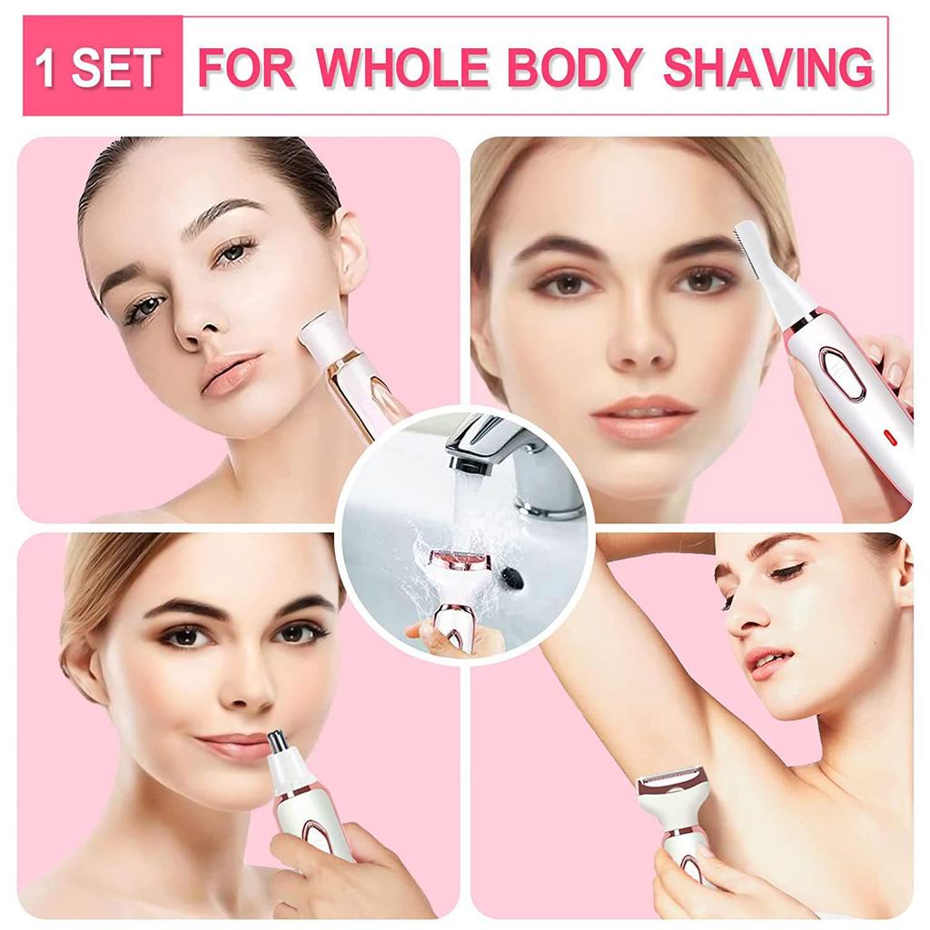 Women's Four-in-One USB Rechargeable Electric Shaver for Legs, Armpits, and Pubic Hair