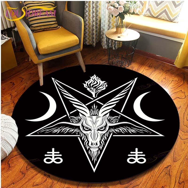 Satan Skull 3D Print Waterproof and Non-slip Circle Cute Floor Rug Round Area Rugs Living Room Children Chair Tent Carpets