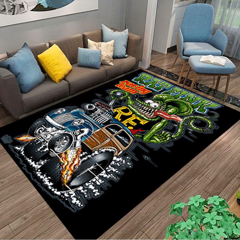 Rat Fink Racing Team Carpet suitable as a non-slip mat for the living room or bedroom sofa