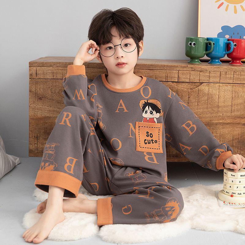 2026 Autumn Two-Piece Pajama Set for Boys - Long Sleeve & Pants