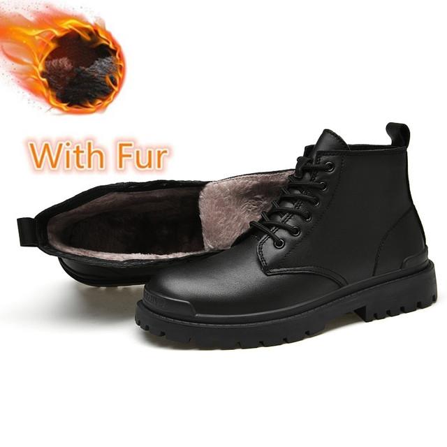 Fashion Men Boots  Genuine Leather Ankle Boots Outdoor Casual Comfortable Motorcycle Shoes Classic Big Size 38 -48 Man Shoes
