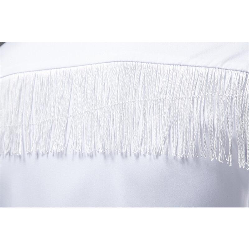 Spring New Fashion Tassels Design Men's Long Sleeve Shirt Embroidery Costume Performance Shirts Male Party Nightclub Shirt