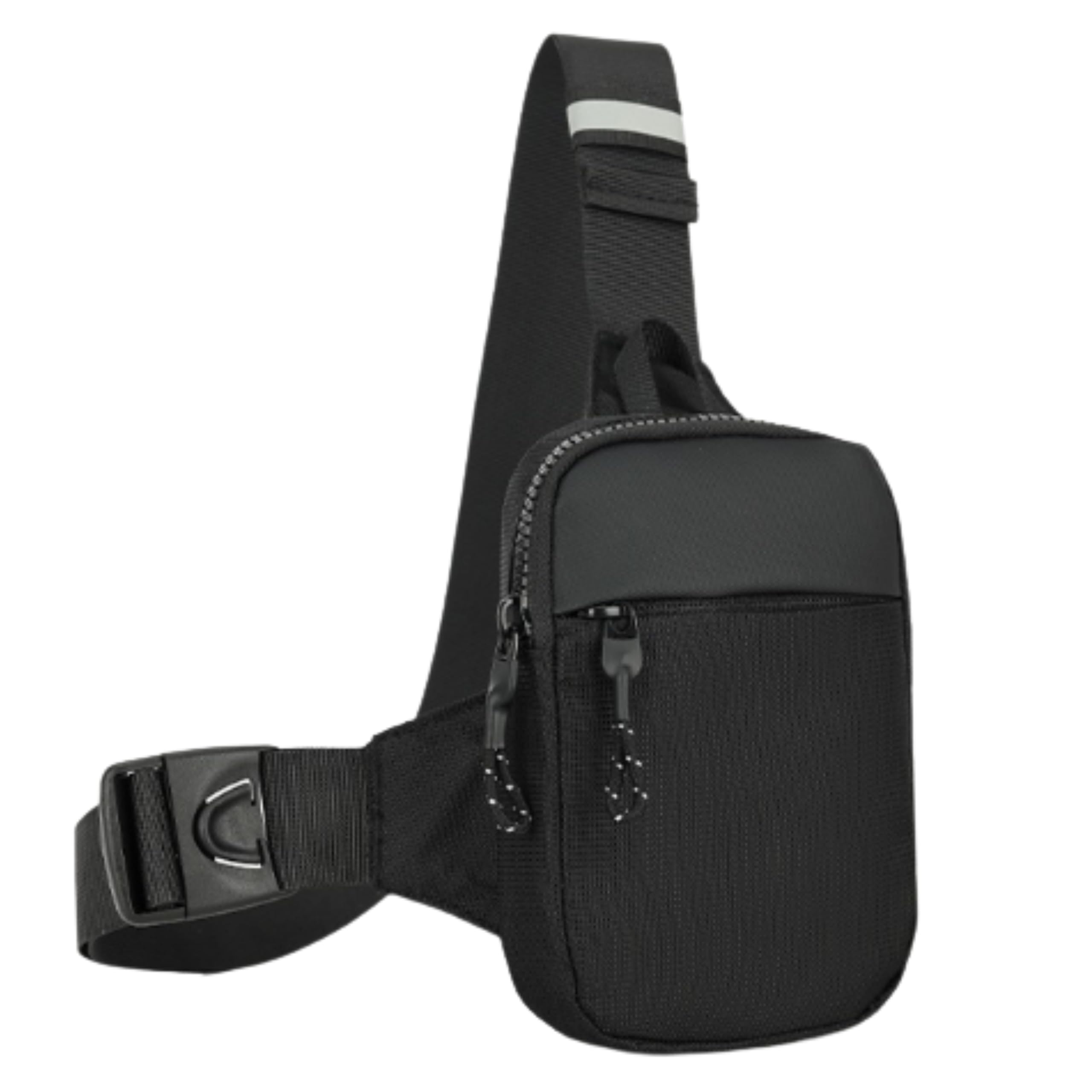 

East Leaf Running Pouch, Shoulder Bag, Crossbody Bag for Men, Smartphone Storage, 2 Pockets, Black