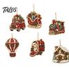 Festive Resin Rhinestone Ornaments 6 Pcs Christmas DIY Faux Pearl Painting Kit Ornaments, Art Seasonal Hanging Decor Tree Decoration with Jute