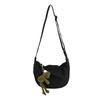 Large Capacity Canvas Crossbody Dumpling Bag for Students - Solid Color, Black & Beige