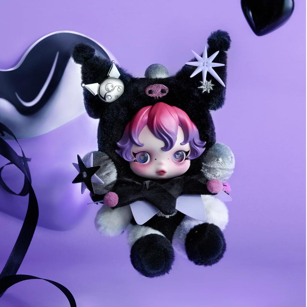 [POP MART Official Store] SKULLPANDA × KUROMI Plush skullpanda (Skullpanda, Popmart) Plush Doll Toy Soft Vinyl Figure Keychain Blind Doll Gift Fan