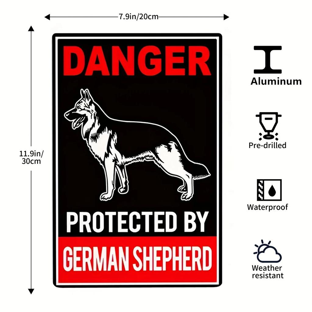 1pc Beware Of Dog Metal Sign This Home Protected By The Good Lord Will Bite Do Not Enter Sign Door, Outdoor Decor 12x8 Inch
