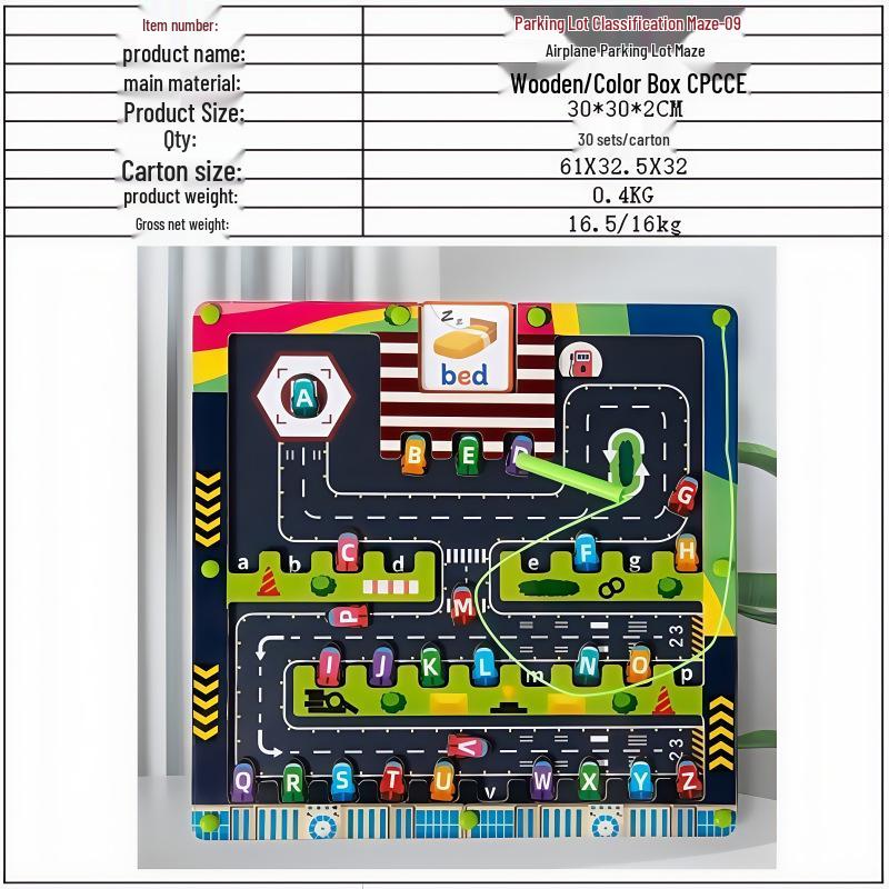 Magnetic Maze Car Parking and Alphabet Game for Spelling and Recognition