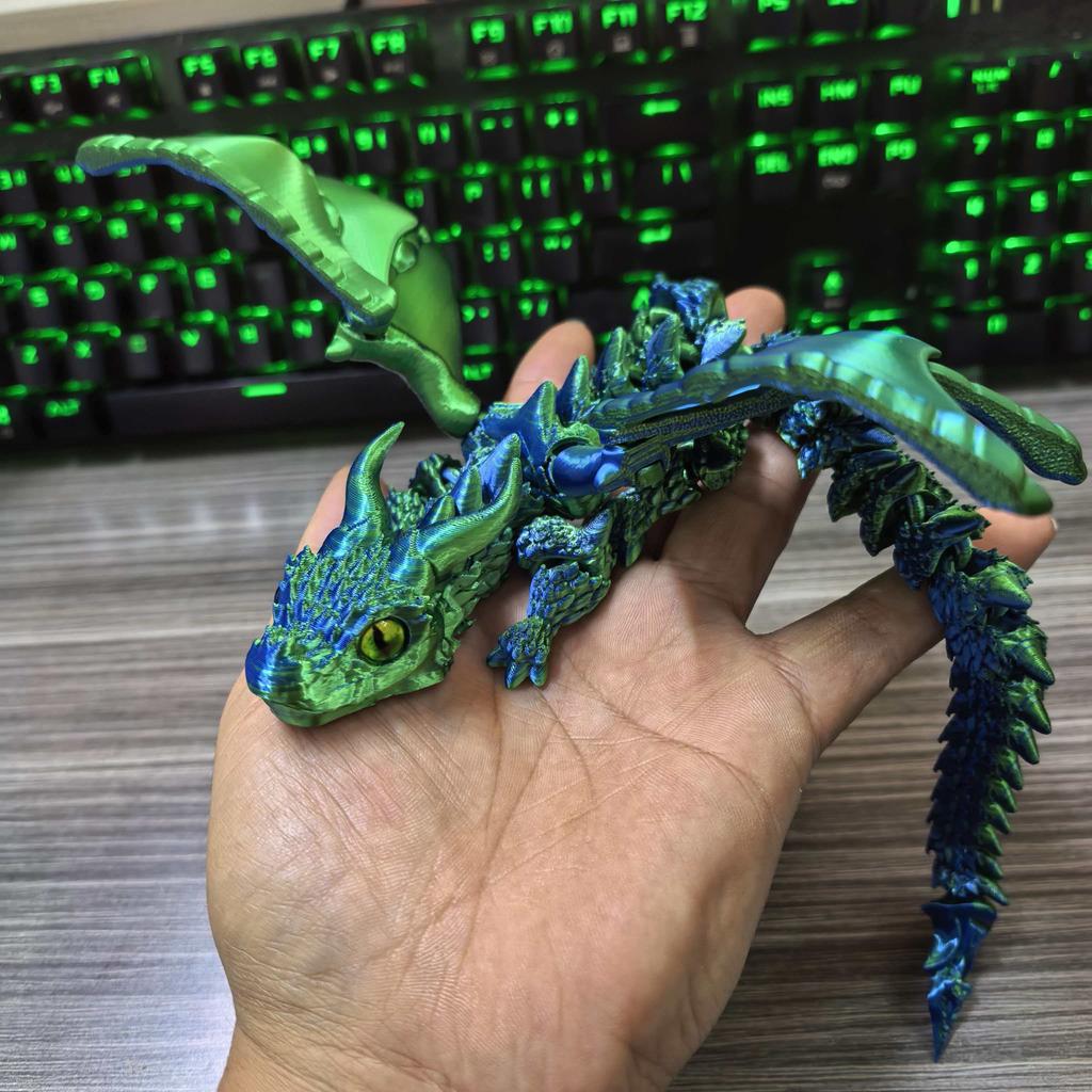 30CM 3D Printed Simulated Eyes Flying Joints Can Move Dragon Baby Ornaments Rockery Fish Tank Landscaping Decoration