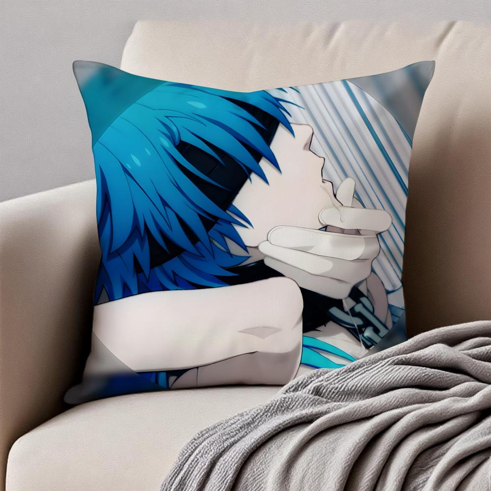 Dark BL Japanese Anime DDramatical Murder Cushion Cover Pillowcase Antidustmite Invisible Zipper Short Plush Sofa Cushion