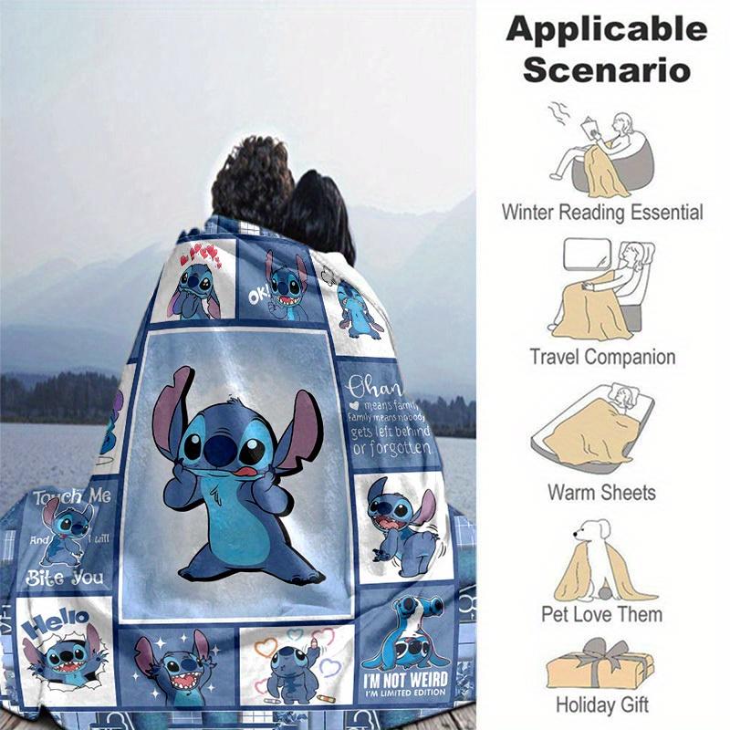 1pc. Stitch Cartoon Blanket, Ohana Means Family, Home Decor, Gift Idea, Suitable for All Seasons, Limited Edition,Soft Flannel Throw Blanket