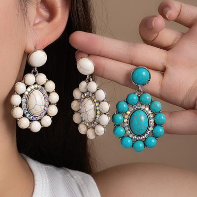 Literarische und Retro Übertriebene Ohrringe Böhmische Ohrringe Damens Trend Personalisierter Türkis Westlicher Stil Ohrschmuck