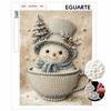 Schneemann Teetasse Perlenmalerei Set Winterurlaub Festliches DIY Funkelnde Perlen Leinwand Ästhetische Heimwanddekoration Kunst Handwerk Geschenkidee