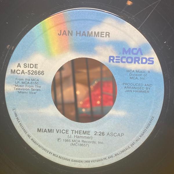 

7inch Record JAN HAMMER Miami Vice Theme MCA52666 MCA Records 1985 Canada Dance Electronica Used
