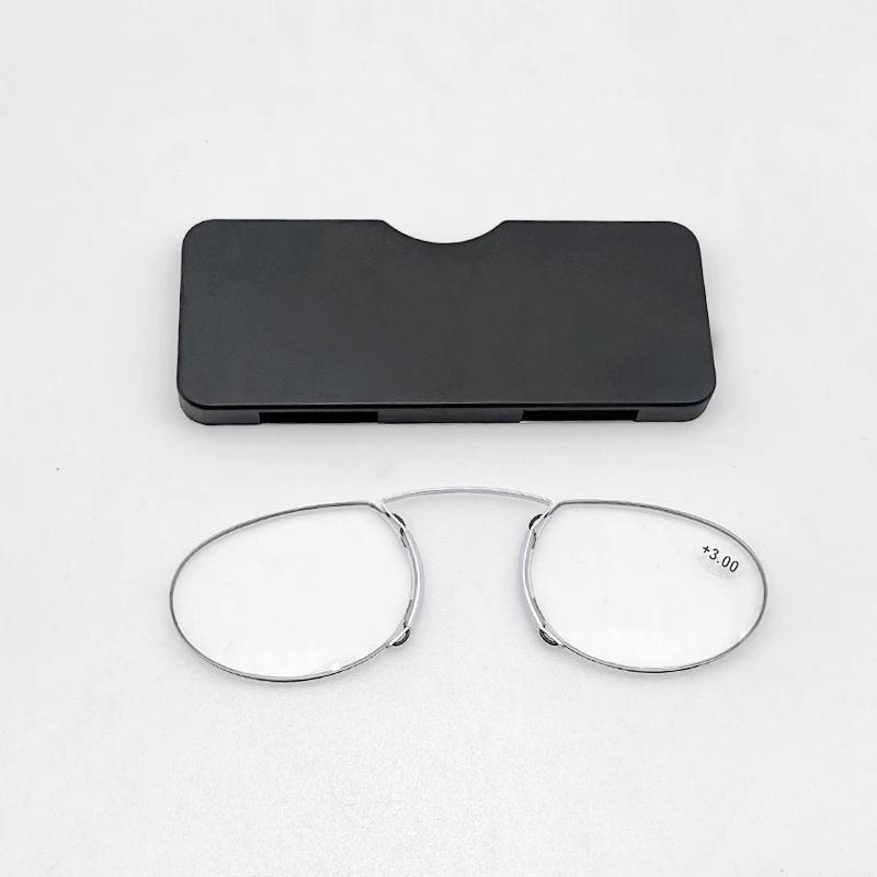 

Титанові Міні Окуляри для Читання Кліпса на Ніс Круглі Оптичні Окуляри з Футляром Гаманець Портативні Окуляри за Рецептом Діоптрії від 1 до 3 +3.0