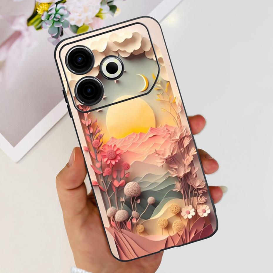 2024 Fashion Case For Tecno Pova 6 Neo Black Silicone Soft TPU Back Cover For Tecno Pova 6Neo 4G Phone Cases