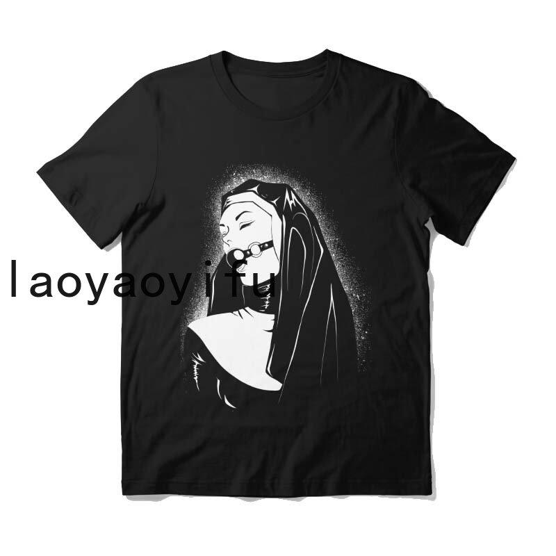 Bad Fun Nun Religion Tshirt New Men Print Aesthetic Shirt O-Neck Short Sleeves Summer Casual Homme O-Neck Tee Shirt Streetwear