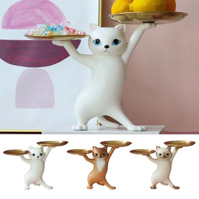 Gato Dançante Animação Figura de Resina Criativa Desenho Animado Escultura de Areia Gato Ornamento para Sala de Estar Inauguração de Casa