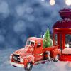 Christmas Vintage Red Truck Metal Truck Car with Christmas Trees Ornaments for Home Fireplace